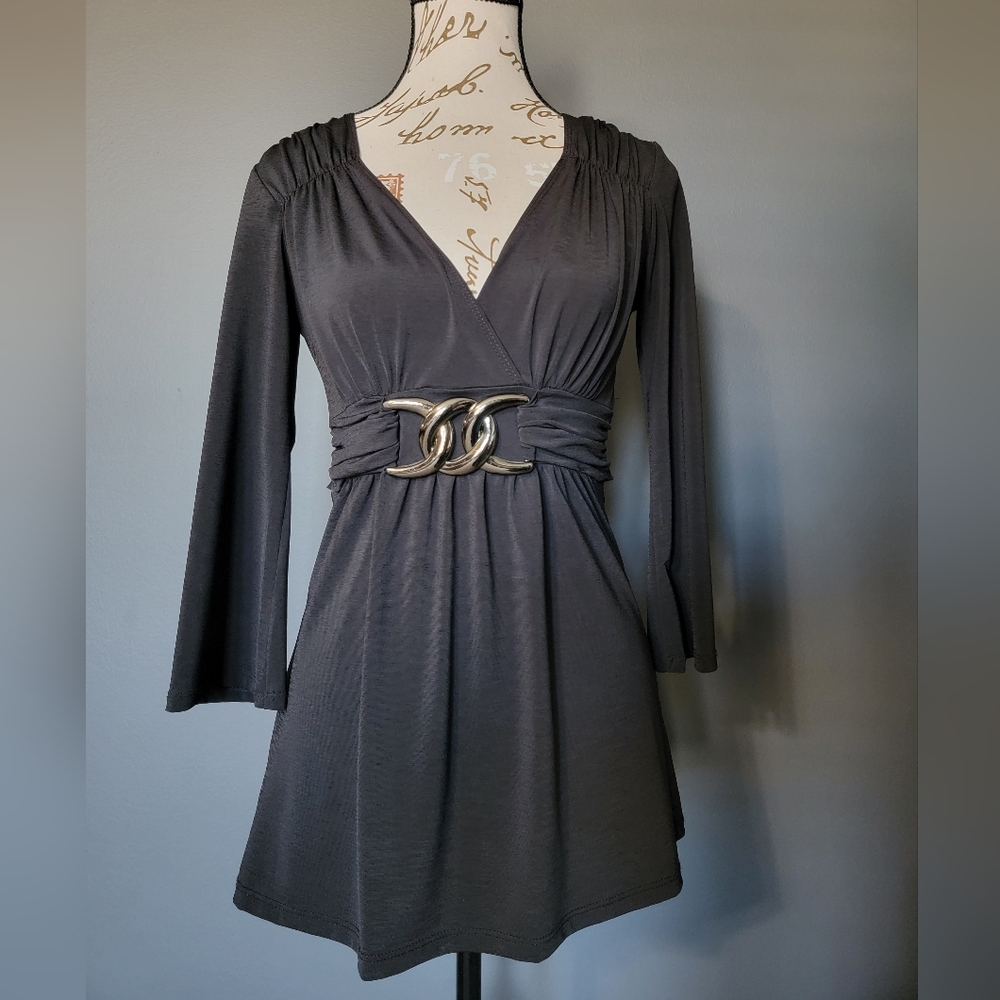 Black Mid Sleeve Casual Top